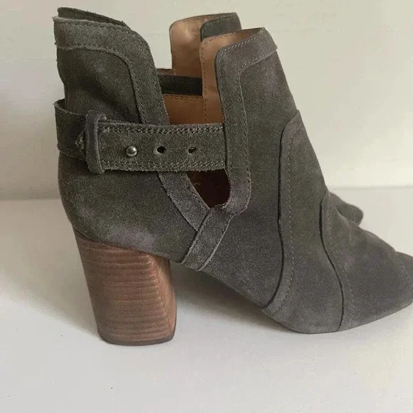 Joes Jeans 10 Gray Suede Cassia Blocked Heel Suede Bootie Boot Open Toe - Picture 2 of 11